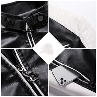 New European And American Style Youth Men's Thin Leather Jacket With Stand-up Collar Slim Fit Jacket
