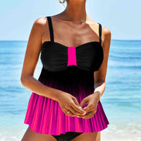 Printed Contrast Panel Split Large Swimsuit