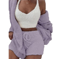 Winter Plush Loungewear Casual Three-piece Pajama Set