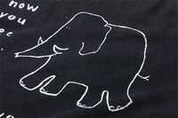 Hand-painted Abstract Elephant Printed T-shirt Men