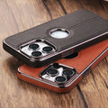 Electroplated Car Line Leather Cell Phone Case
