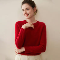 Pure Cashmere Shirt Women's Crew Neck Pullover Sweater