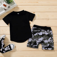 Black Camouflage Letters Pullover Boys' Suit