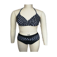 Black and white wave dot cross bikini