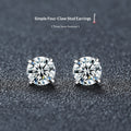 Classic Four Claw Moissanite Stud Simple And Stylish Sterling Silver GoldPlated Earrings