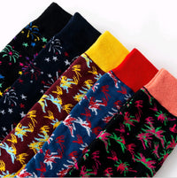 autumn and winter women's socks, tube art fireworks, national wind painting, female socks, cotton personality, colorful socks, female new