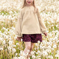 Cotton Round Neck Doll Shirt Solid Color Retro Chest Pleating Bishop Sleeves Top
