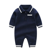 Knitted jumpsuit with multicolor lapels
