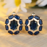 Egg Shaped Colored Zircon Polygonal Ear Buckle