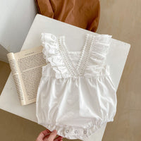 Baby Girl Lace Ruffled Strap Bag Fart Jumpsuit