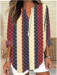 Womens Fashionable Loose Shirt With 3D Floral Print And V-Neck
