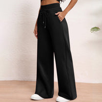 Wide-leg Ribbed High-waist Athletic Pants Loose-fitting And Slimming