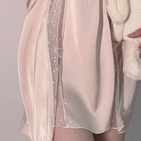 Polka-dot Sling Mesh Gauze Nightdress With Big Bow