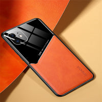 Magnetic leather grain mobile phone case full lens