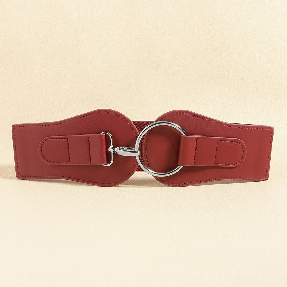 Women's Simple Sweet Cool PU Leather Decoration Wide Belt