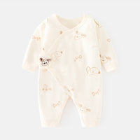 Newborn Jumpsuit Baby Boneless Romper Autumn And Winter Pure Cotton Newborn Gown Romper Velcro Baby Clothes