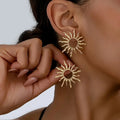 Hot Selling Sunflower Stud Earrings  Stylish High-End Eco-Friendly Alloy Earrings  Cross-Border Personalized Creative Exaggerated Jewelry