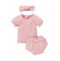 Three-piece cotton pit strip children's suit