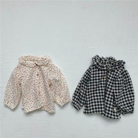 Baby western style comfortable wood ear collar small shirt