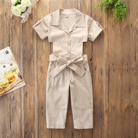 Summer leisure girls apricot overalls
