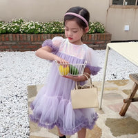 Girls Summer Bow Back Sequined Princess Dress