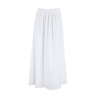White Cotton Linen A- Line Skirt Loose High Waist Half-length