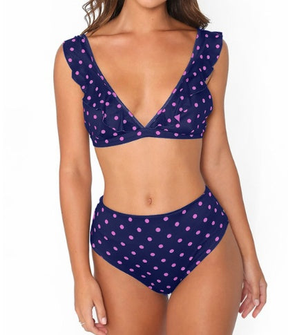 new hot Dot Floral border high waist swimsuit Beachwear swimsuit for women