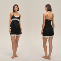 Womens Two-Piece Suspender Shorts Pajama Set Summer Loungewear Set