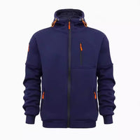 Men's Sweater Hoodie Zipper Multi-pocket Embroidery Badge