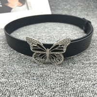 Rhinestone Butterfly Metal Snap Belt For Women