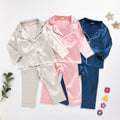 Solid Color Cotton Cardigan Long Sleeve Two Piece Suit