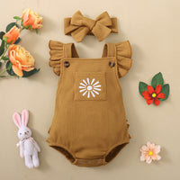 Ins Popular European And American Solid Color Rib Fabric Advanced Embroidery Rompers Jumpsuit