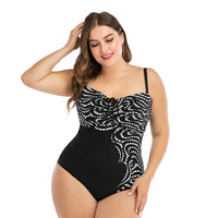 New black patchwork printed swimsuit