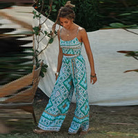 Two piece suit with printed jumpsuit