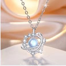 Moonstone Planet Necklace Female Rhinestone Niche Pendant Clavicle Chain