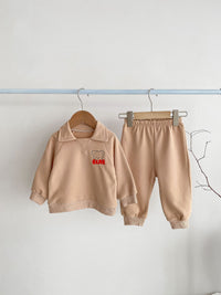 Baby Bear Lapel Sweater Two-piece Set