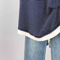 Womens Striped Loose-fitting Slimming Casual Top