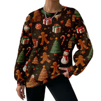 Digital Printing Pattern Shading Fashion Trend Round Neck Long Sleeve Sweater