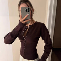 French-style Chic Crew-Neck Casual Knitted Cardigan Top For Women