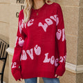 Women's Simple Letter Jacquard Oversized Pullover