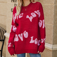 Women's Simple Letter Jacquard Oversized Pullover