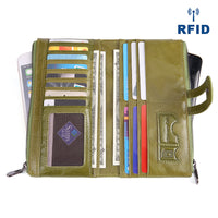 Retro Women's Leather Wallet Fashion Rfid Long Wallet