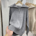 New Lazy Wind Polo Collar Solid Color Soft Glutinous Loose Thread Pullover Sweater Women's