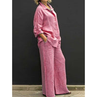 New Womens Shirt Set Casual Urban Outfit