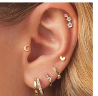 Zircon Inlaid Women's Five Piece Earring Set