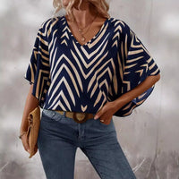 Loose Casual Women's Printed Batwing Shirt