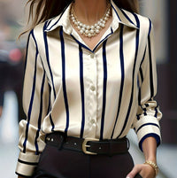 Blue Apricot Vertical Stripe Shirt Top Women's
