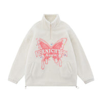 Butterfly Print Lamb Wool Sweatshirt Men