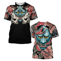 3D Men's T-shirt Samurai Printed T-shirt Loose Round Neck