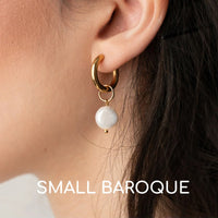 Stylish 18K Gold Stainless Steel Pearl Pendant Earrings